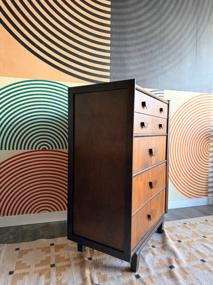 Vintage Walnut Tallboy Dresser