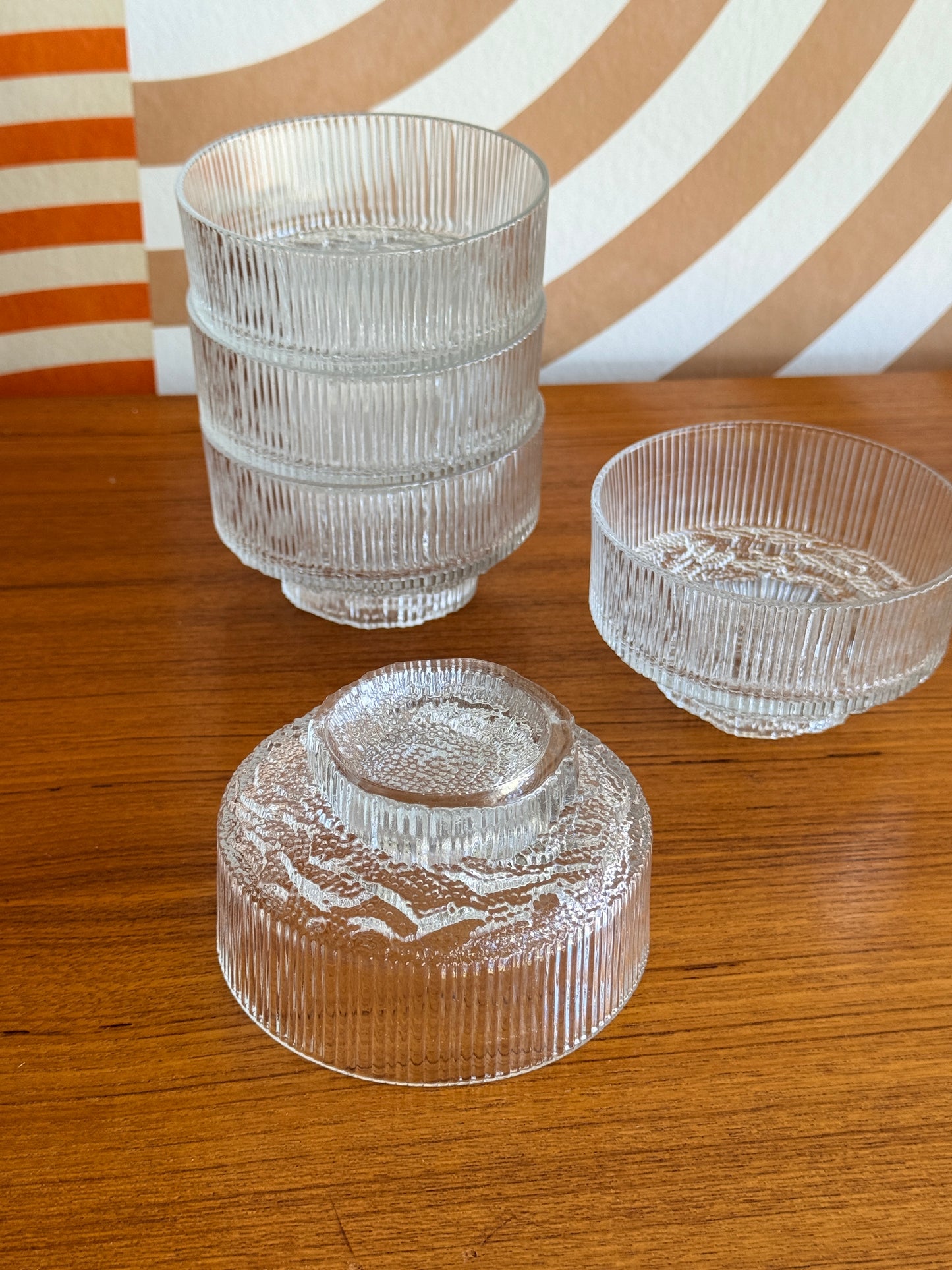 Vintage Ravenhead Topaz Glass Dessert Bowls 1970s
