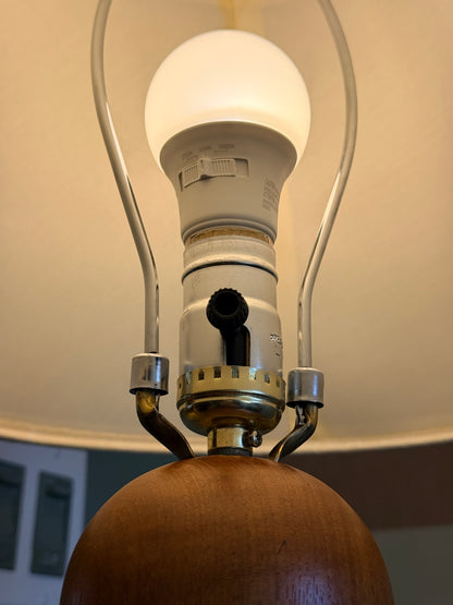 Vintage Teak Stacked Ball Table Lamp