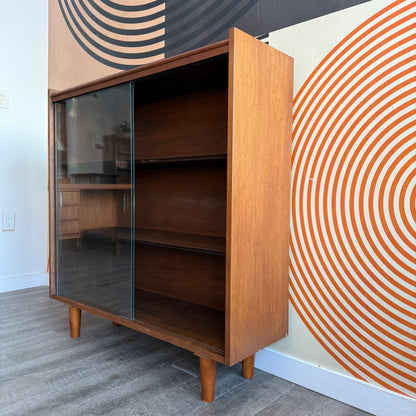 Vintage Walnut Curio Cabinet