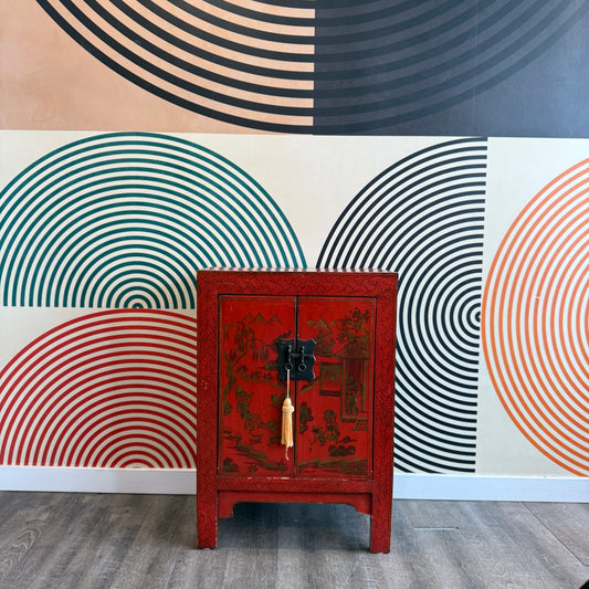 Chinese Red and Black Cabinet