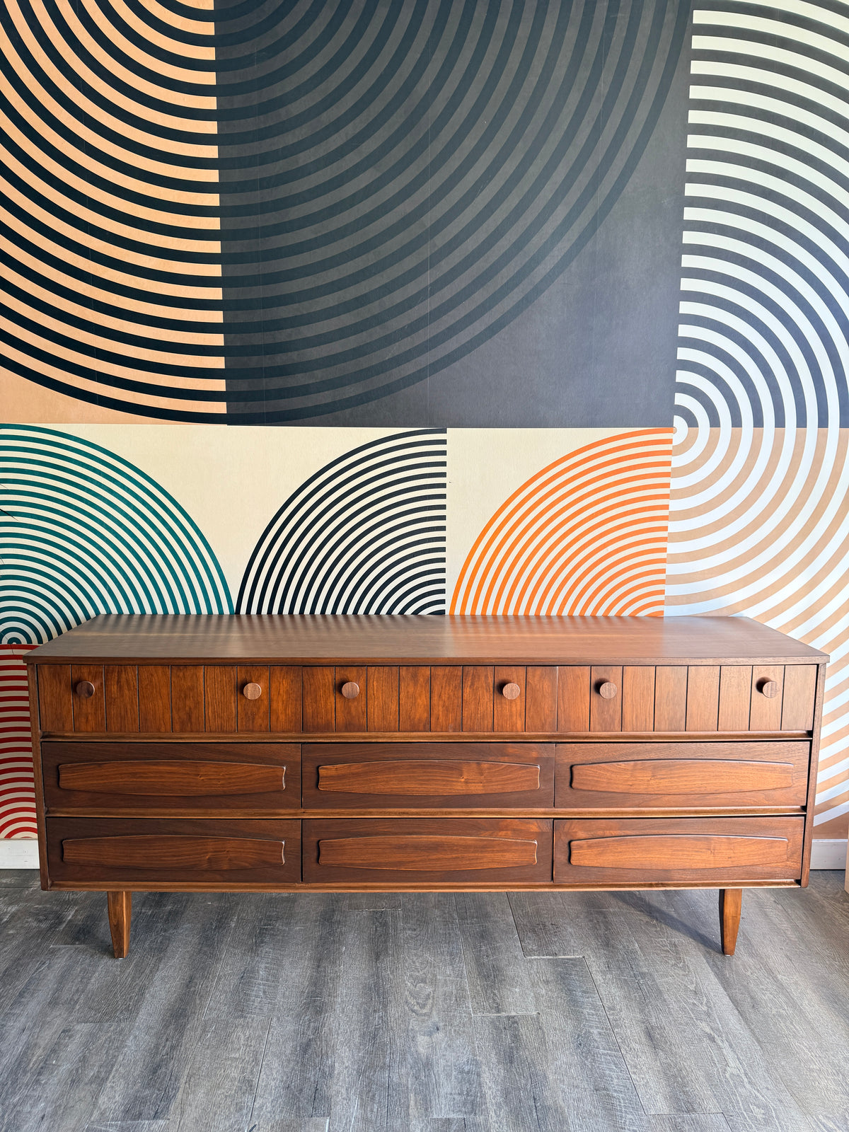 Vintage Walnut 9 Drawer & Tallboy Set