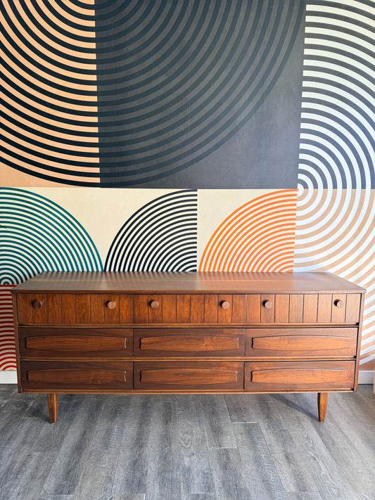 Vintage Walnut 9 Drawer & Tallboy Set