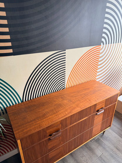 Vintage Mid-Century Walnut 6 Drawer  Dresser