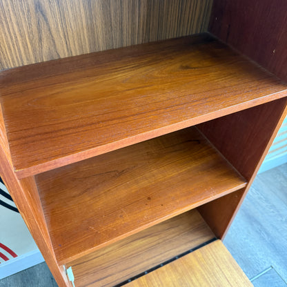 Small Teak Bookcase with a Drop-down Door