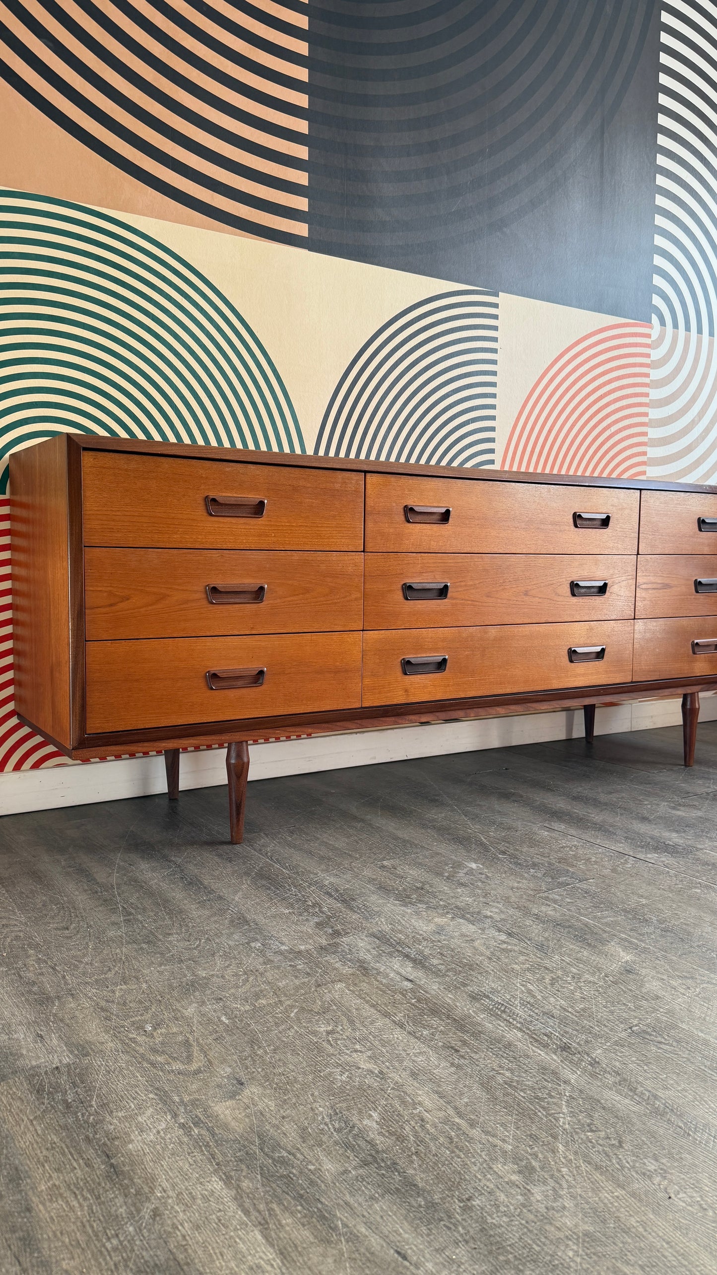 Vintage RS Associates Teak 9 Drawer Dresser