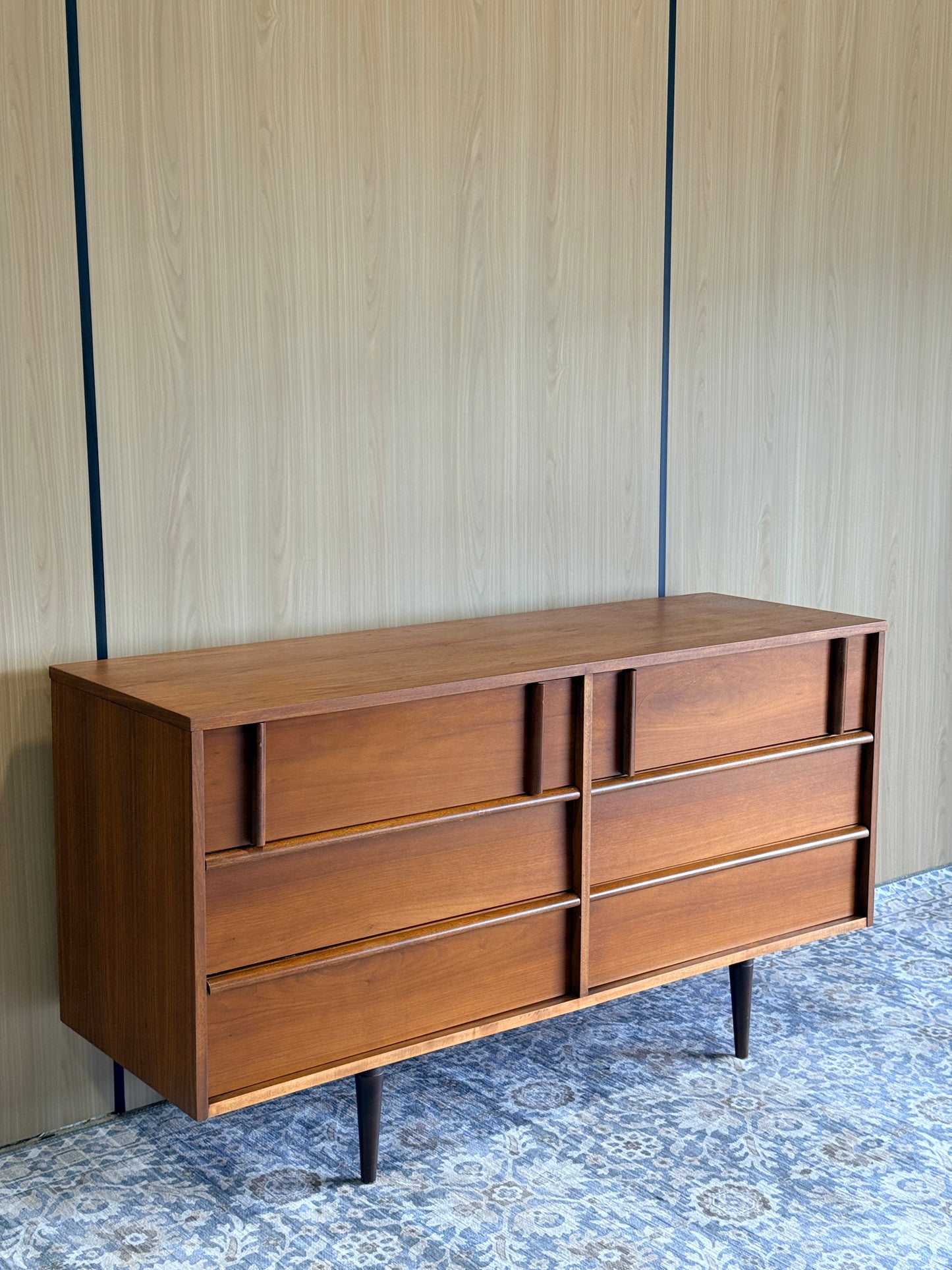 Vintage Walnut 6 Drawer Dresser