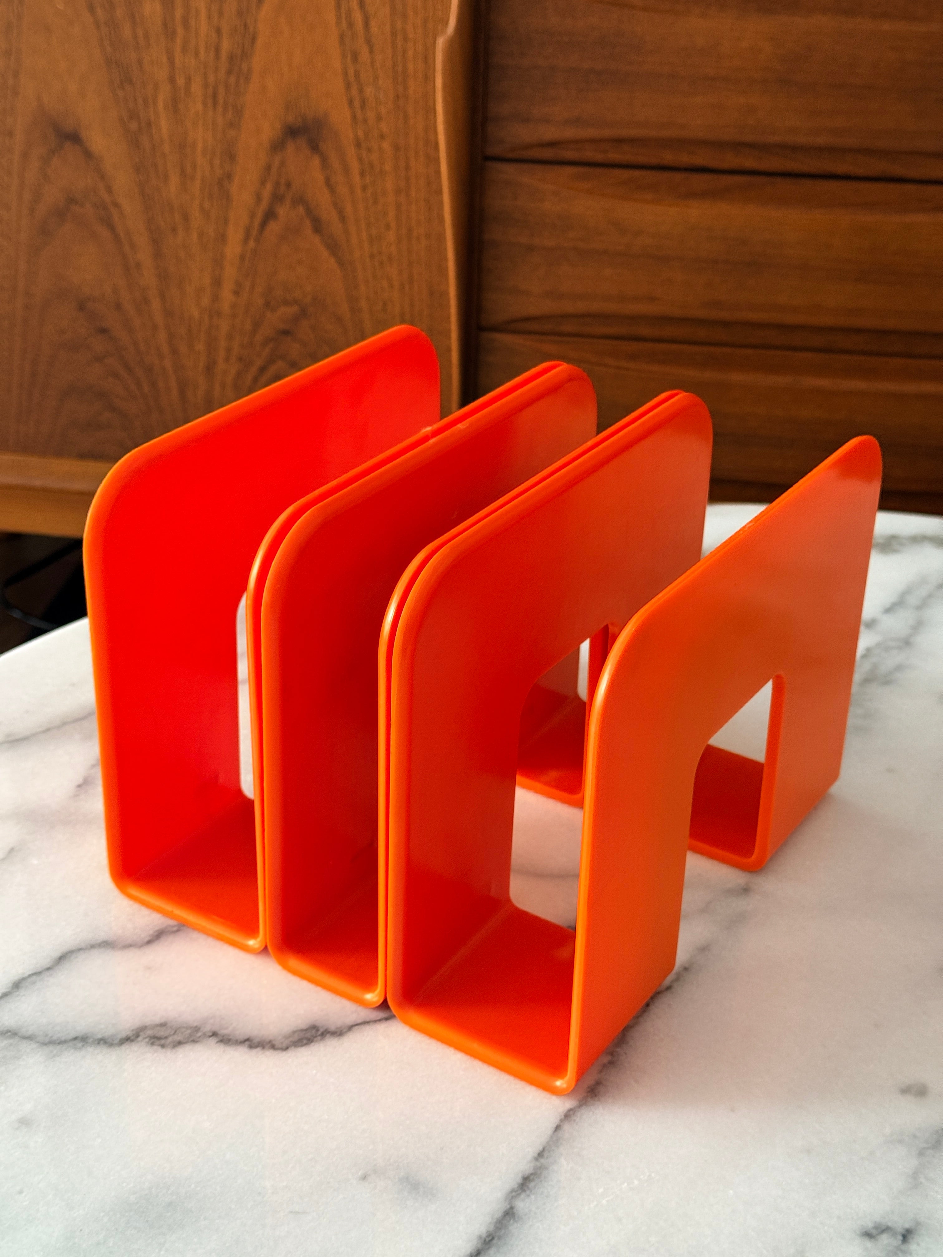 Set of 3 Vintage Orange Record/Magazine Racks by Sven-Eric Juhlin