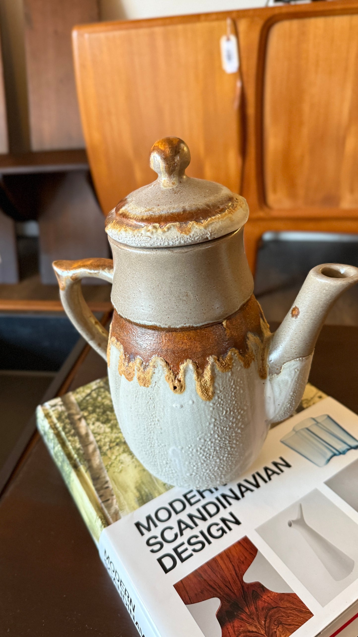 Laurentian Pottery Tundra 8-402 Teapot Coffee Pot Canada Stoneware Drip Glaze