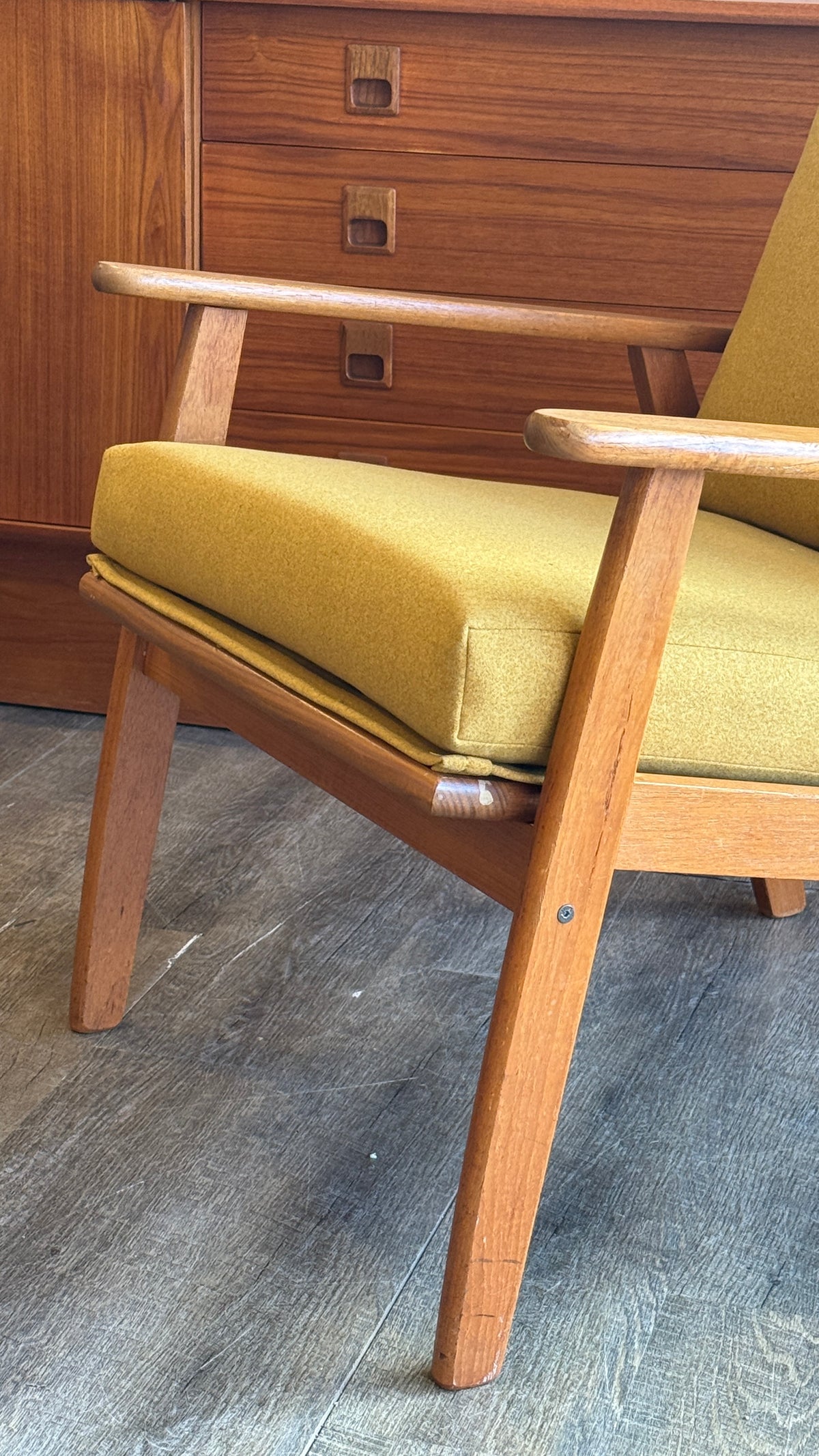 Vintage Petite Teak Lounge Chair Mustard Yellow