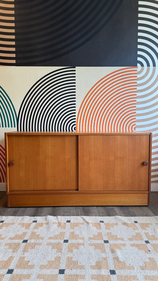 Vintage Teak Sliding Door Cabinet