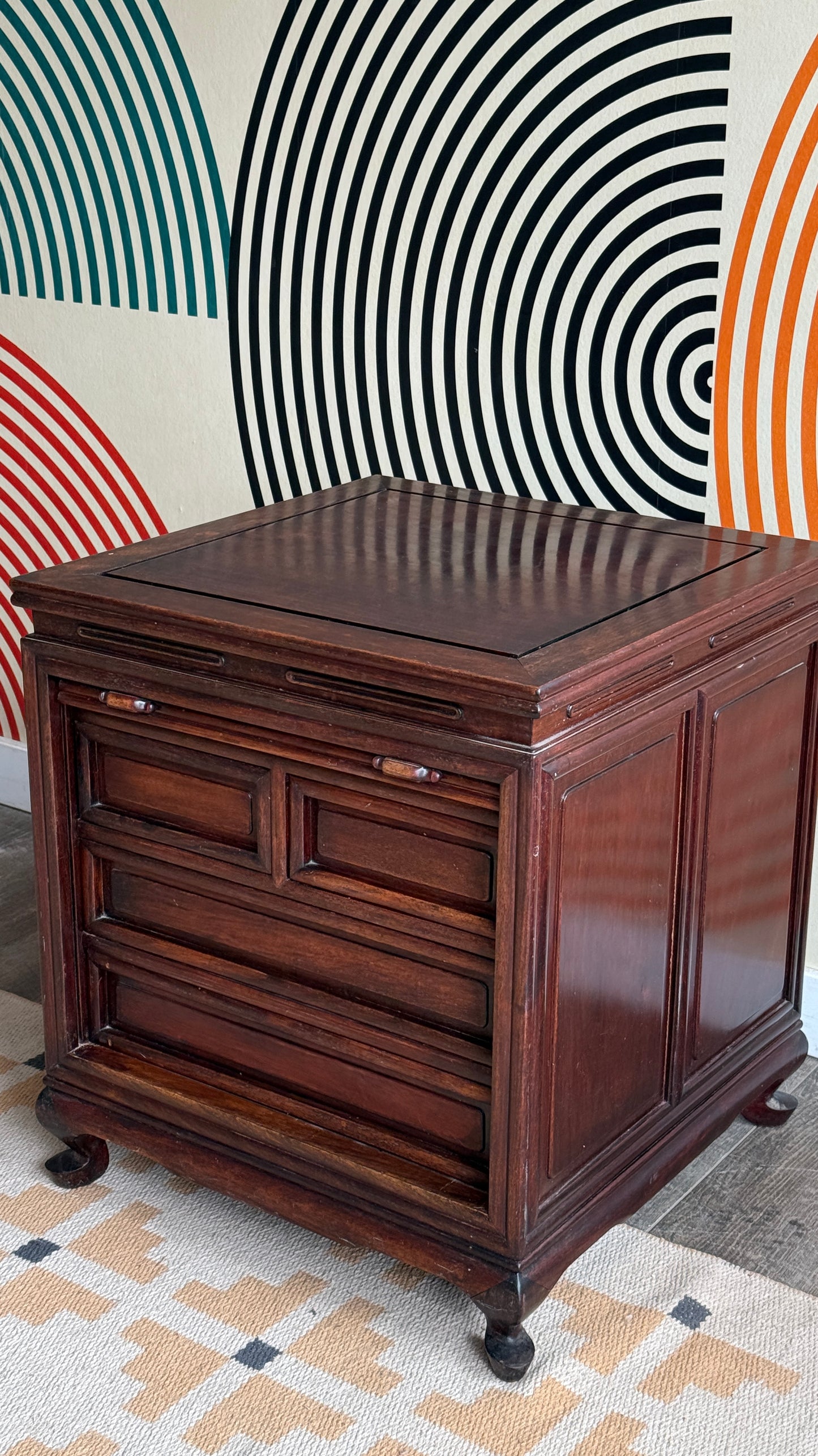 Vintage Wood Tambour Door Cabinet