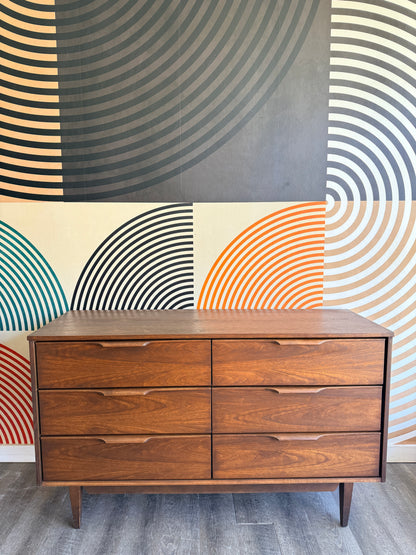 Vintage Walnut 6 Drawer Dresser
