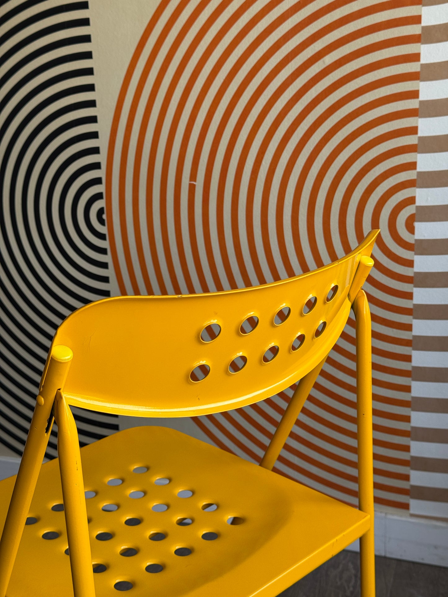 Vintage Yellow Metal Folding Chair