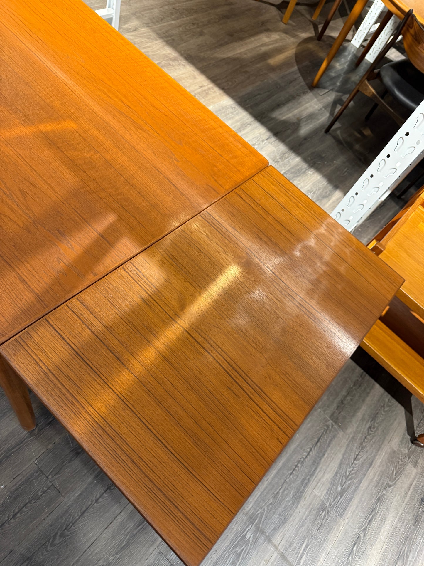 Danish Teak Draw Leaf Expanding Dining Table Henning Kjærnulf for Vejle Stole