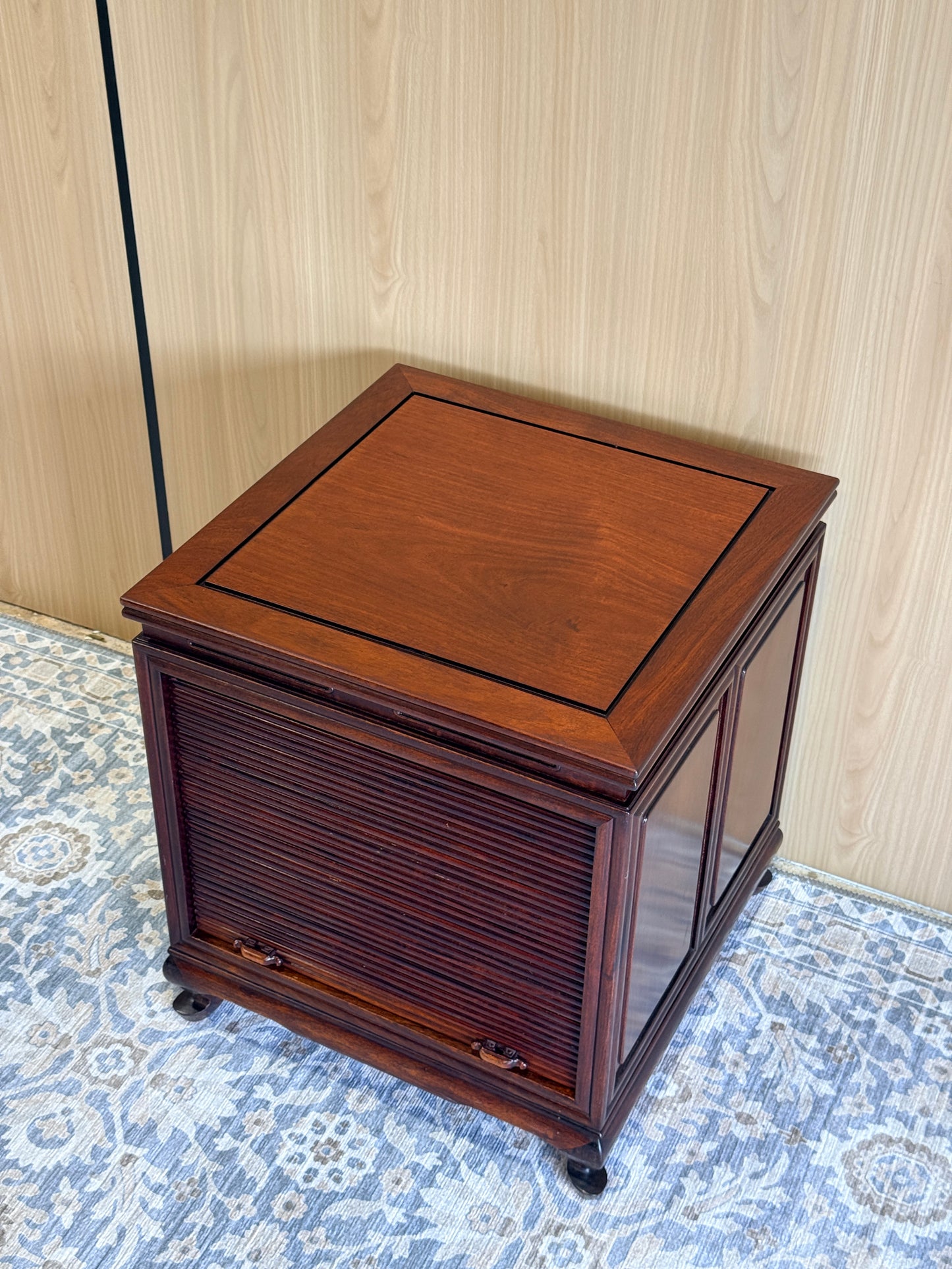 Vintage Wood Tambour Door Cabinet