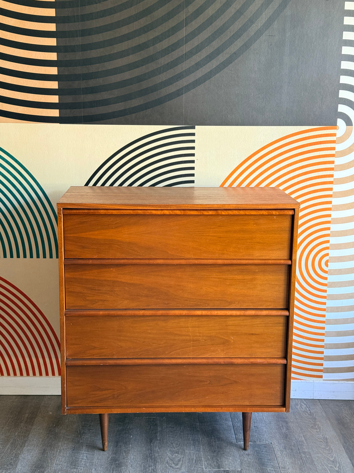 Vintage Walnut Tallboy Dresser