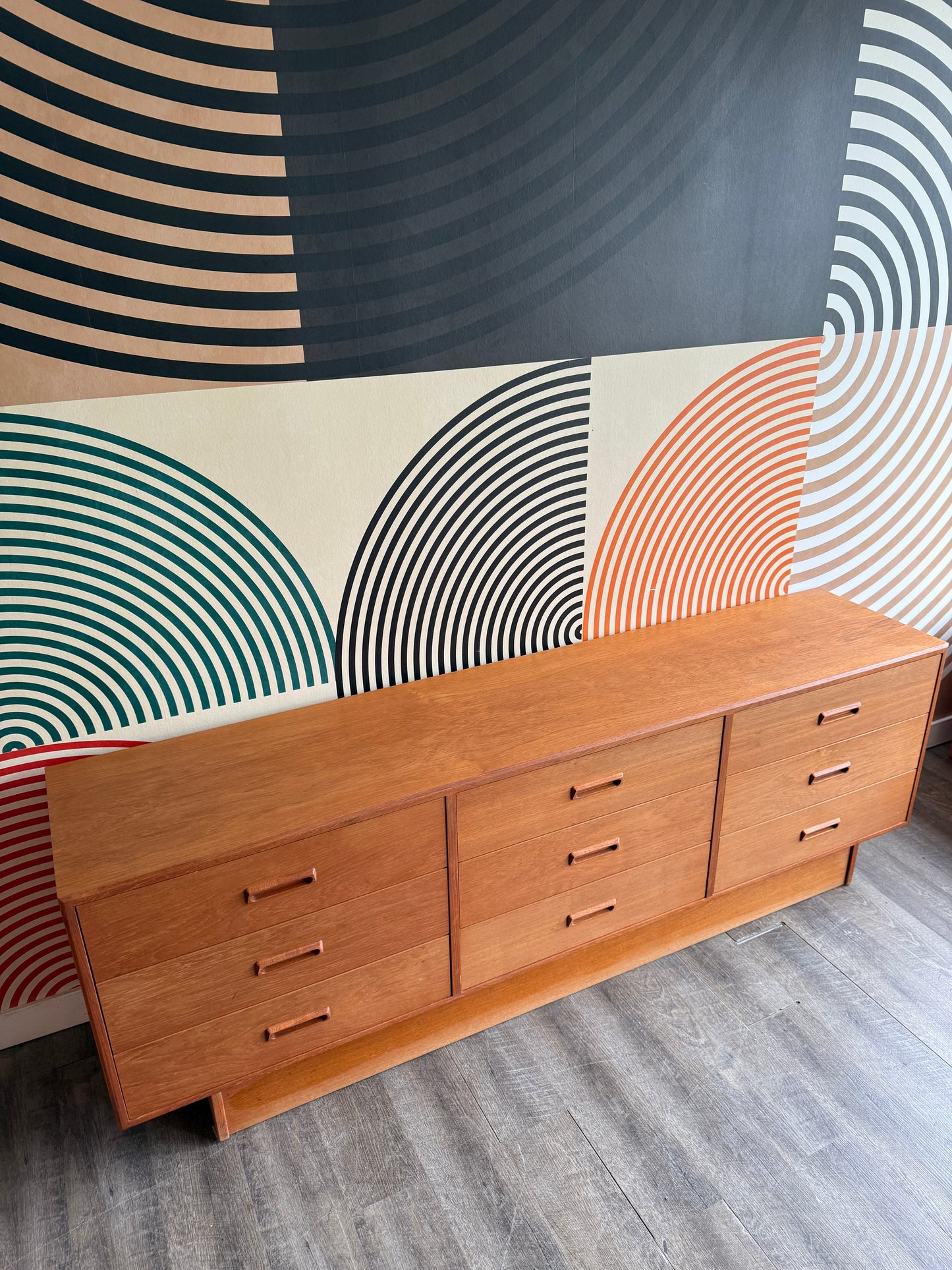 Vintage Teak 9 Drawer Dresser