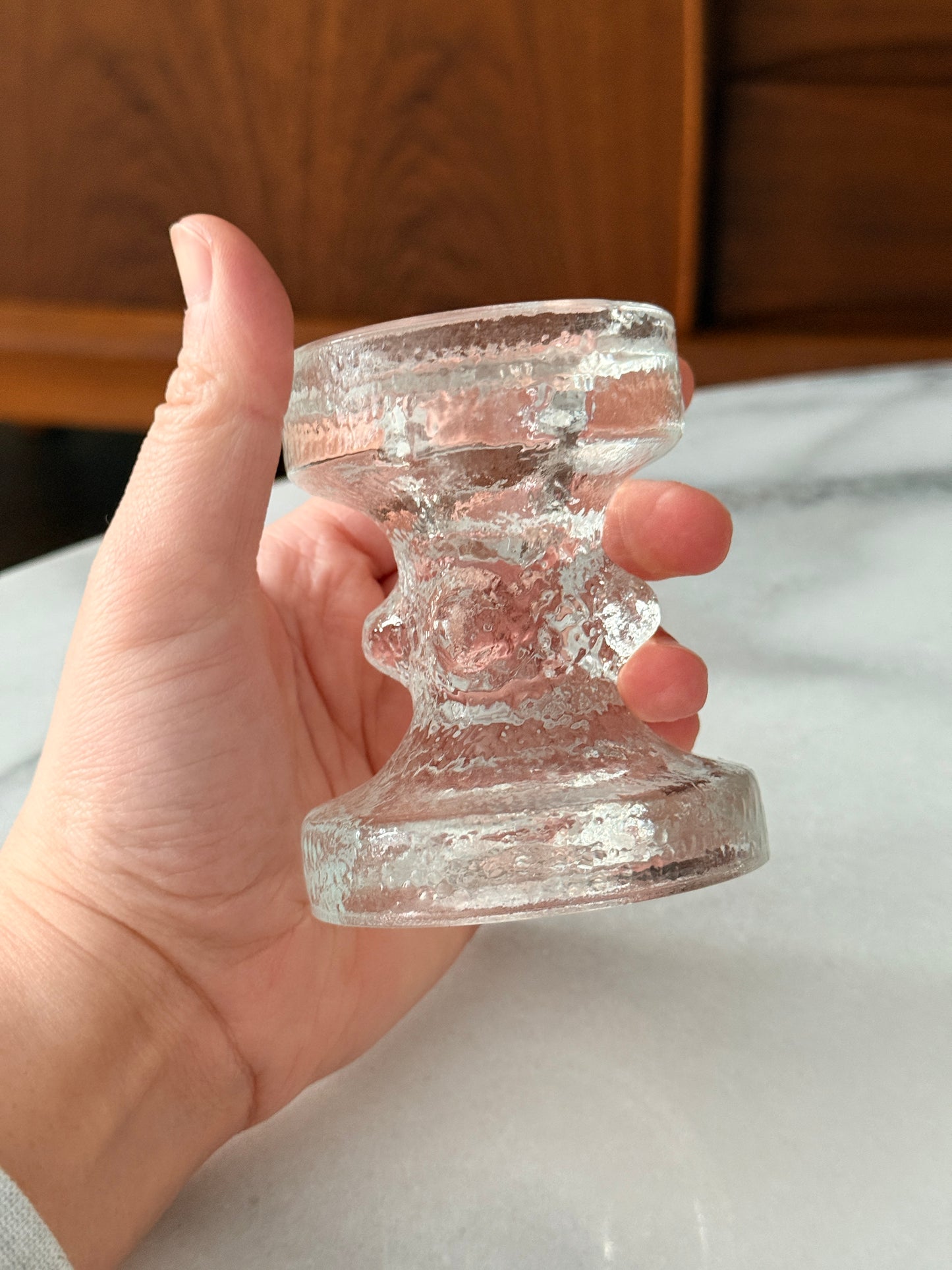 Vintage Textured Glass Candle Holder