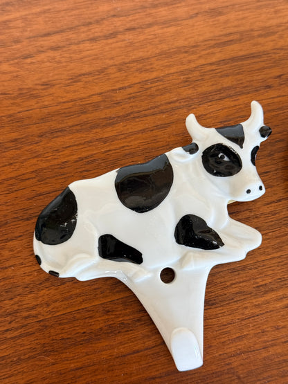 Set of 4 Vintage Farm Animal Ceramic Kitchen Towel Hooks
