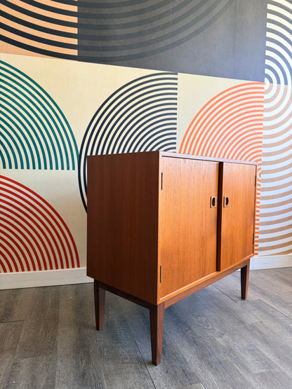 Vintage Danish Teak Cabinet on Solid Walnut Legs