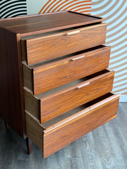 Vintage Walnut Tallboy Dresser