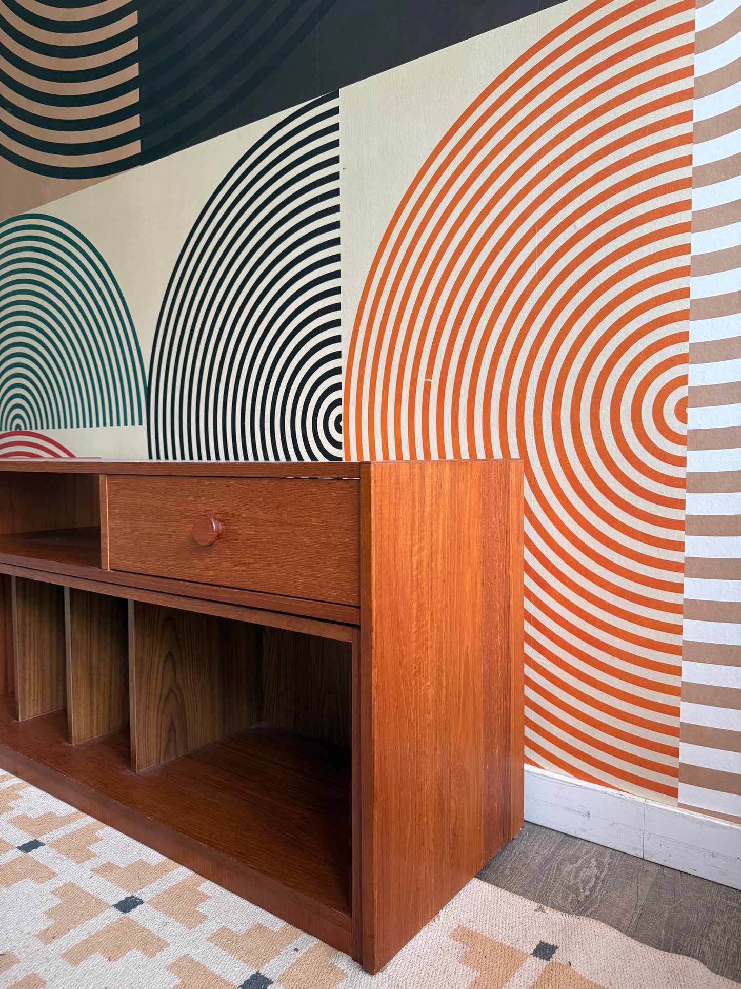 Teak Pullout Media Cabinet
