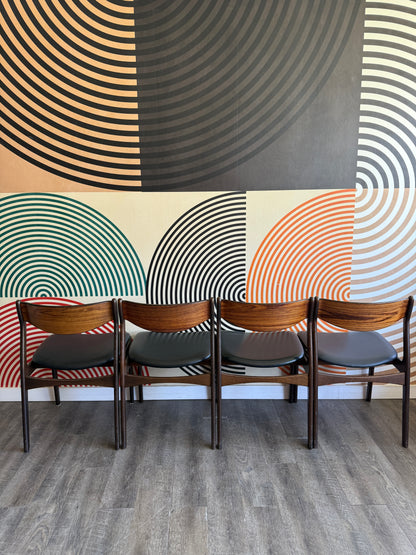 Set of 4 Brazillian Rosewood Dining Chairs by P.E. Jorgensen