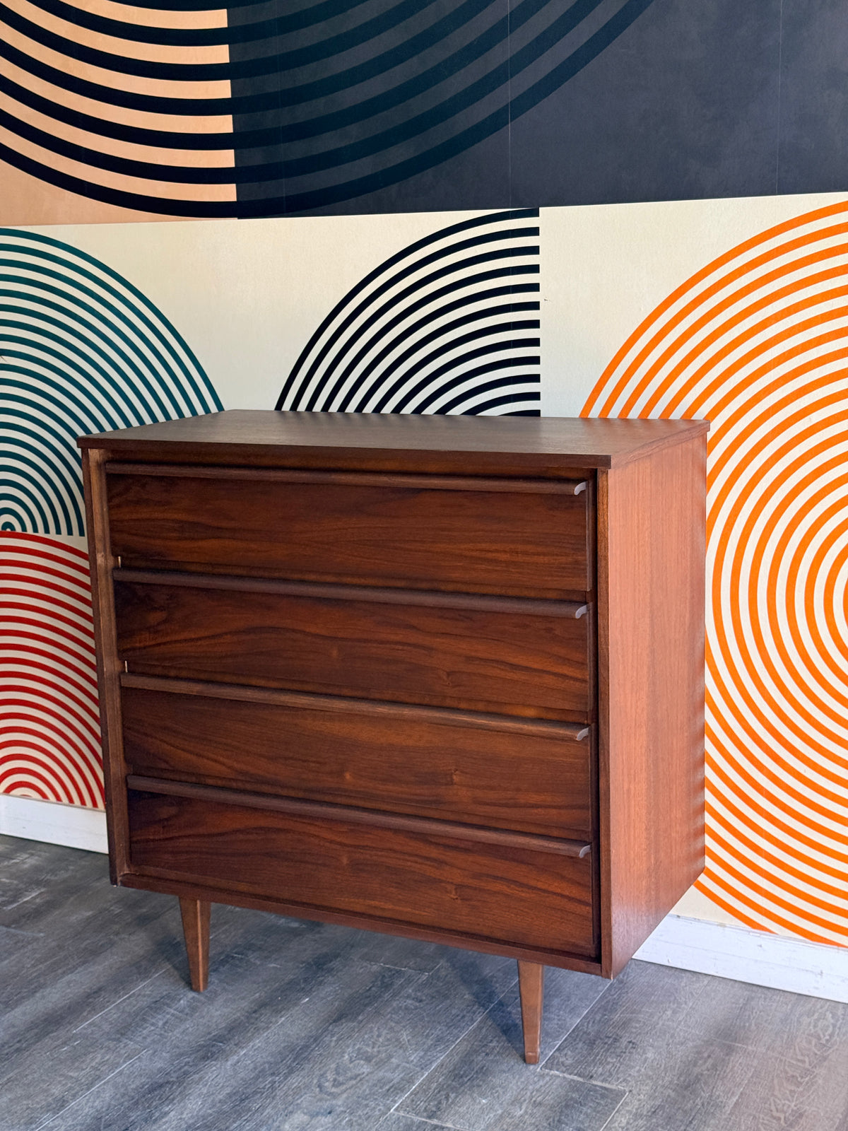 Vintage Walnut 4 Drawer Dresser