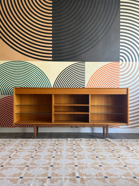 Vintage Teak Media Console / Bookcase