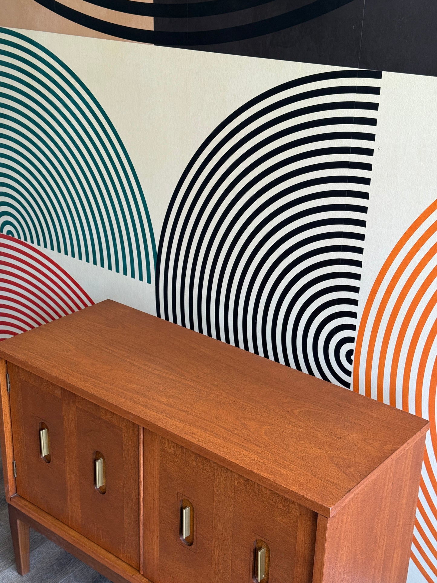 Vintage Cabinet with Brass Handles on Custom Base