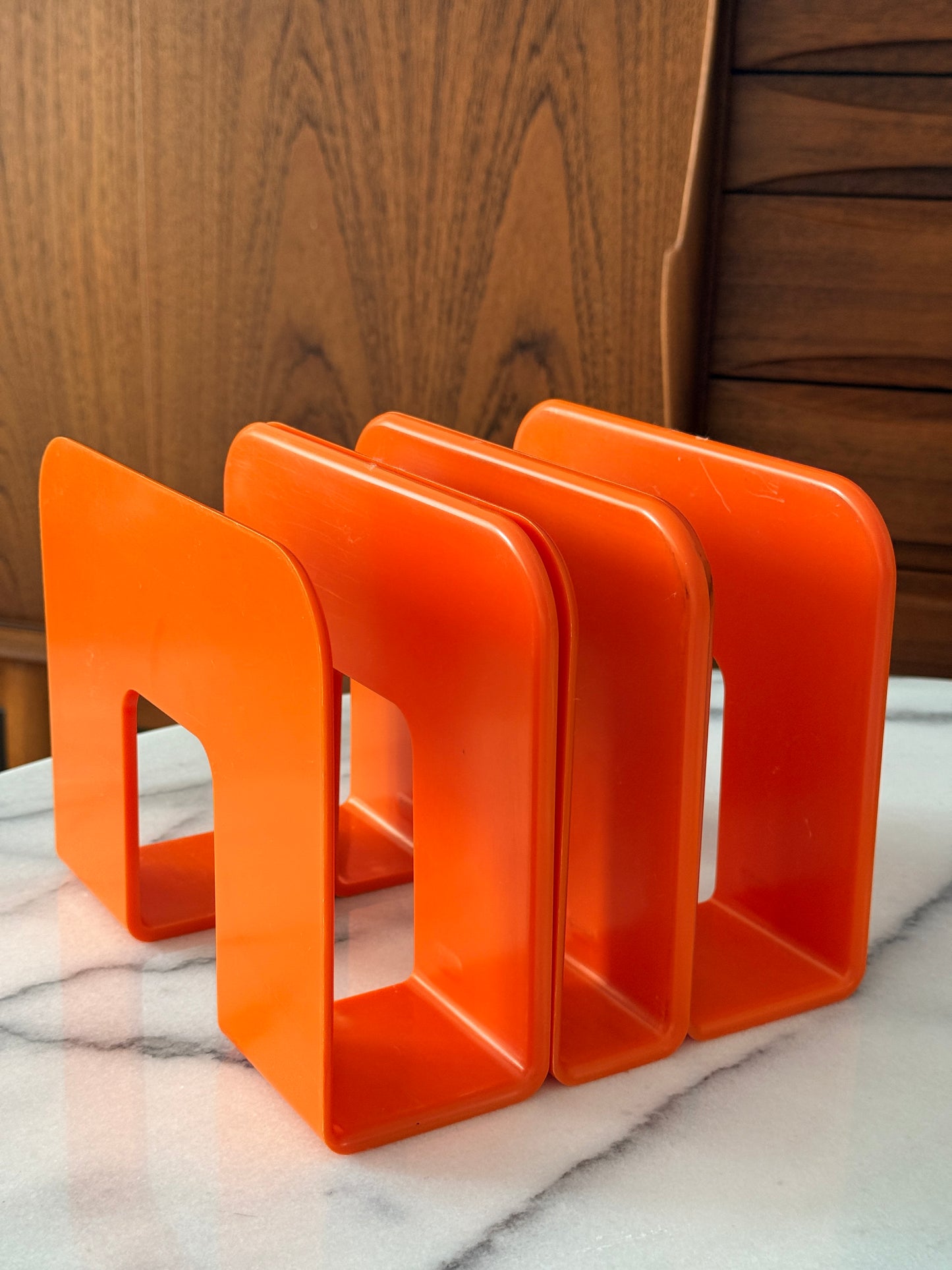 Set of 3 Vintage Orange Record/Magazine Racks by Sven-Eric Juhlin for Gustavsberg, 1970s