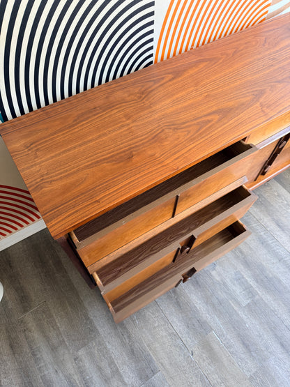 Vintage Walnut 6-Drawer Dresser