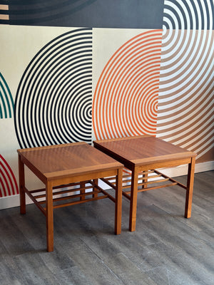 Pair of Danish Teak Side Tables with Slats