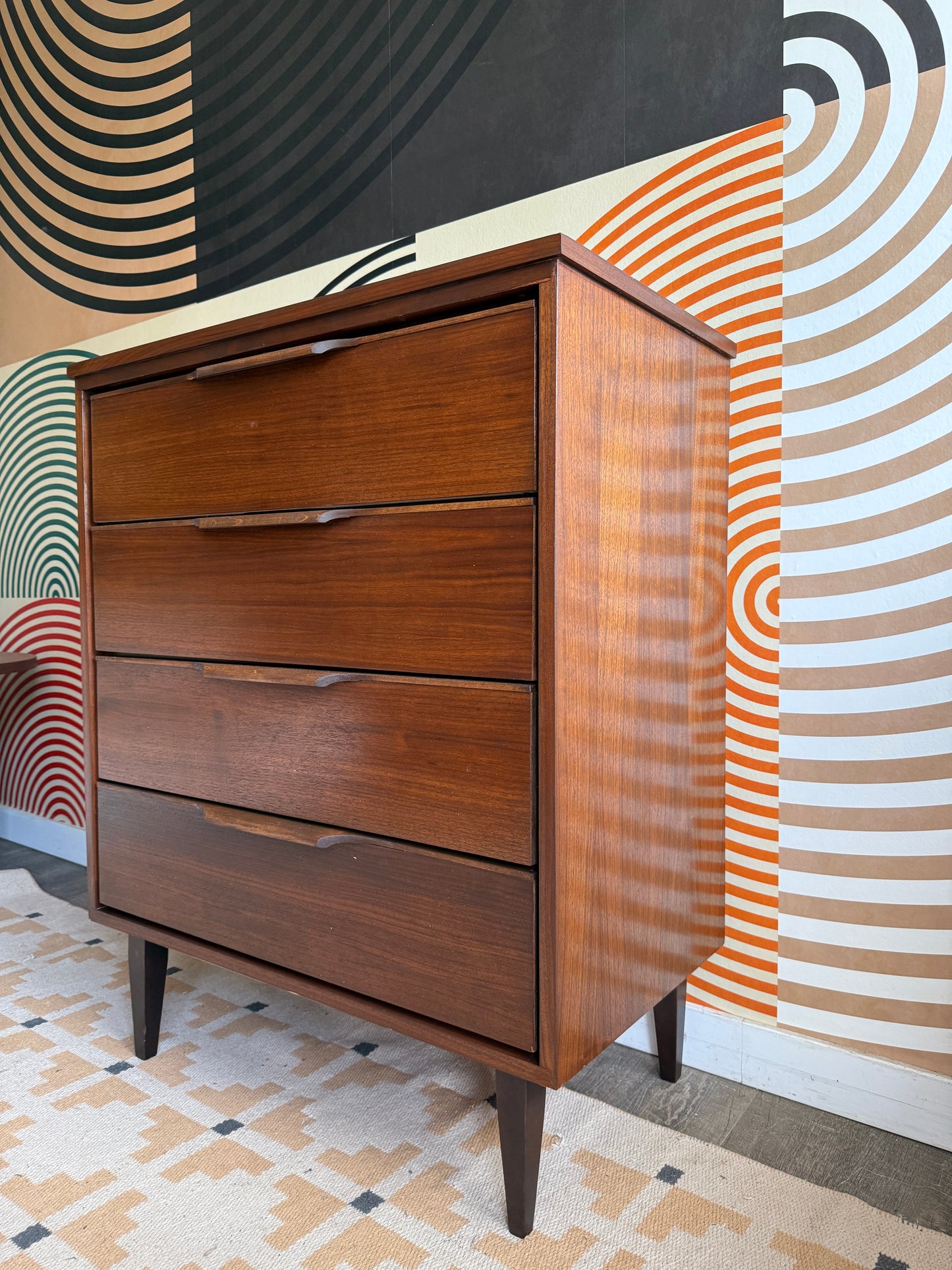 Mid-Century Modern Walnut Tallboy Dresser