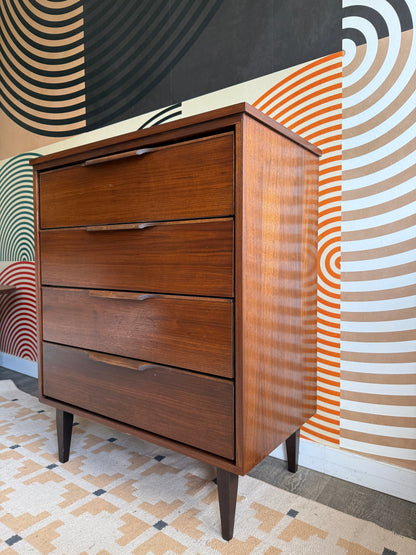 Mid-Century Modern Walnut Tallboy Dresser