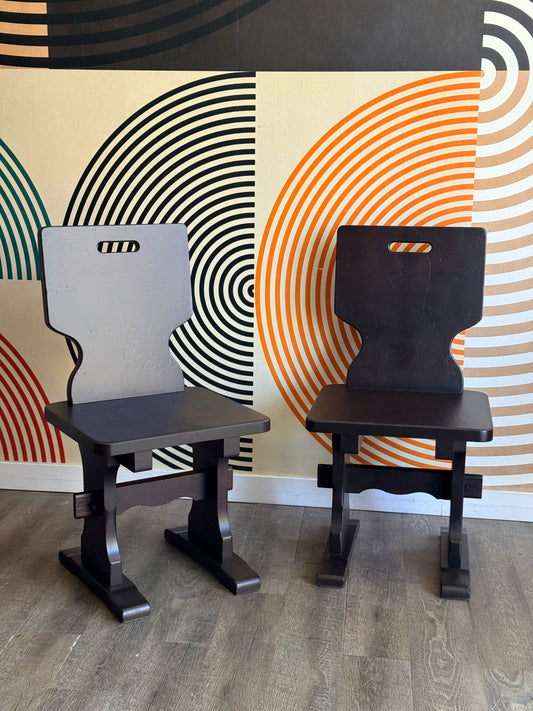 Vintage Brutalist Wooden Chairs