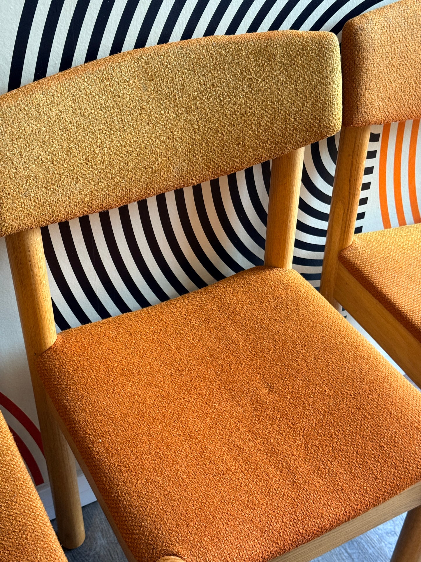 Midcentury Modern Set of 4 Oak Chairs