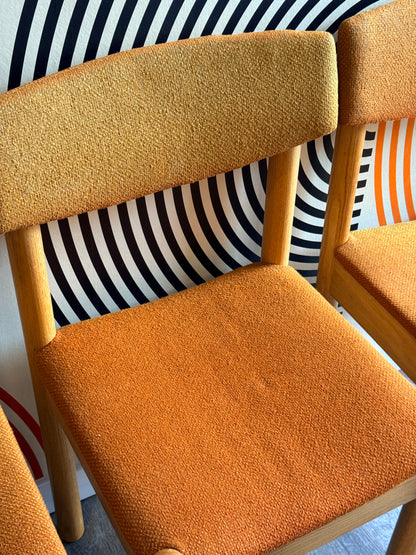 Midcentury Modern Set of 4 Oak Chairs