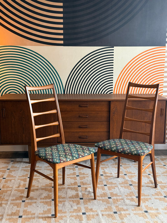 Pair of Danish Teak High Back Dining Chairs By Niels Koefoed, 1960s