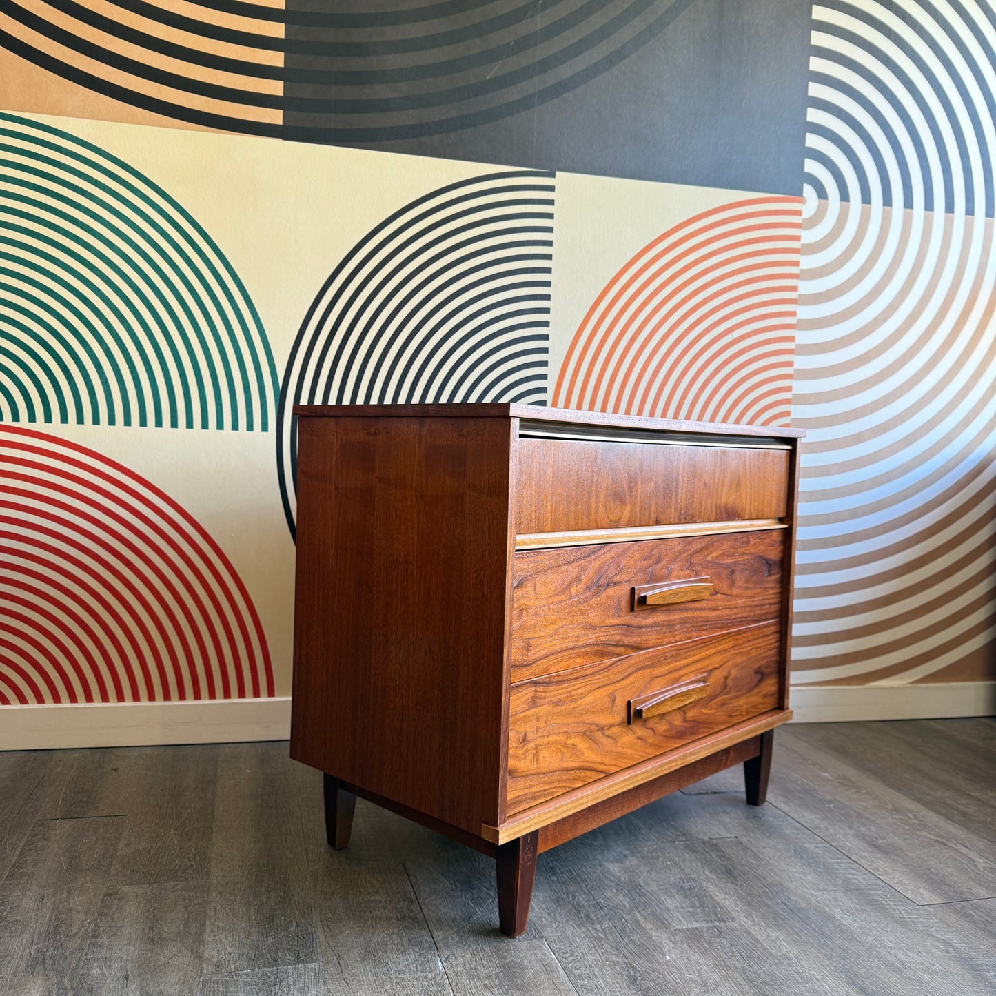 Vintage Walnut 3 Drawer Dresser