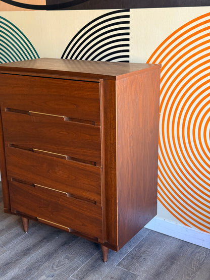 Vintage Walnut Tallboy Dresser by Viscol