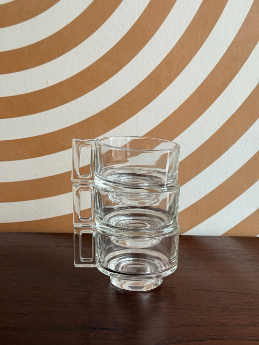 Set of 3 Vintage Joe Colombo Glass Mugs