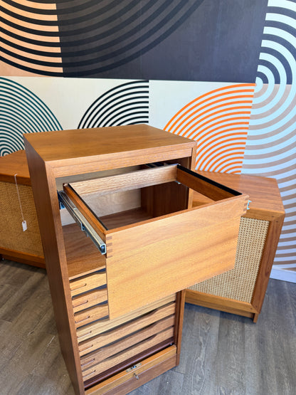 Danish Teak Tambour Door Filing Cabinet
