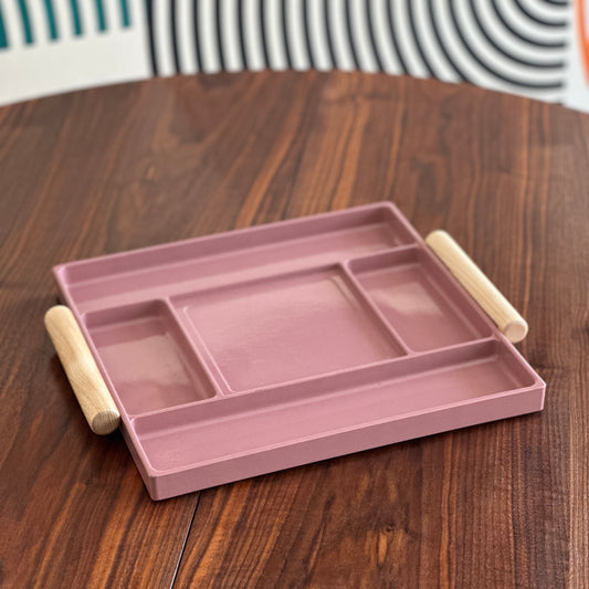 Vintage Pink Lacquered Serving Tray