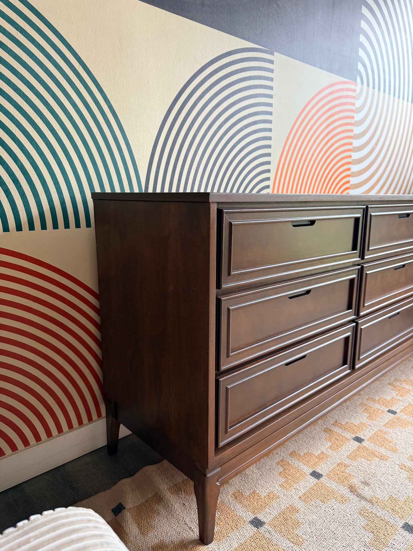 Vintage Walnut 9 Drawer Dresser