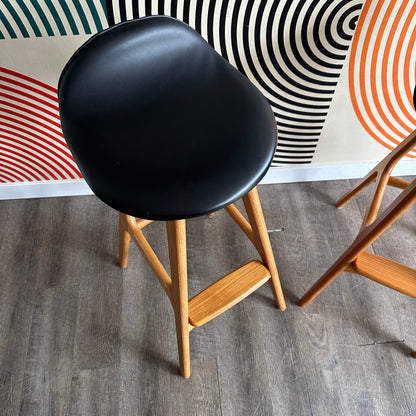 Pair of Vintage Danish Teak Swivel Bar Stools by Eric Buch