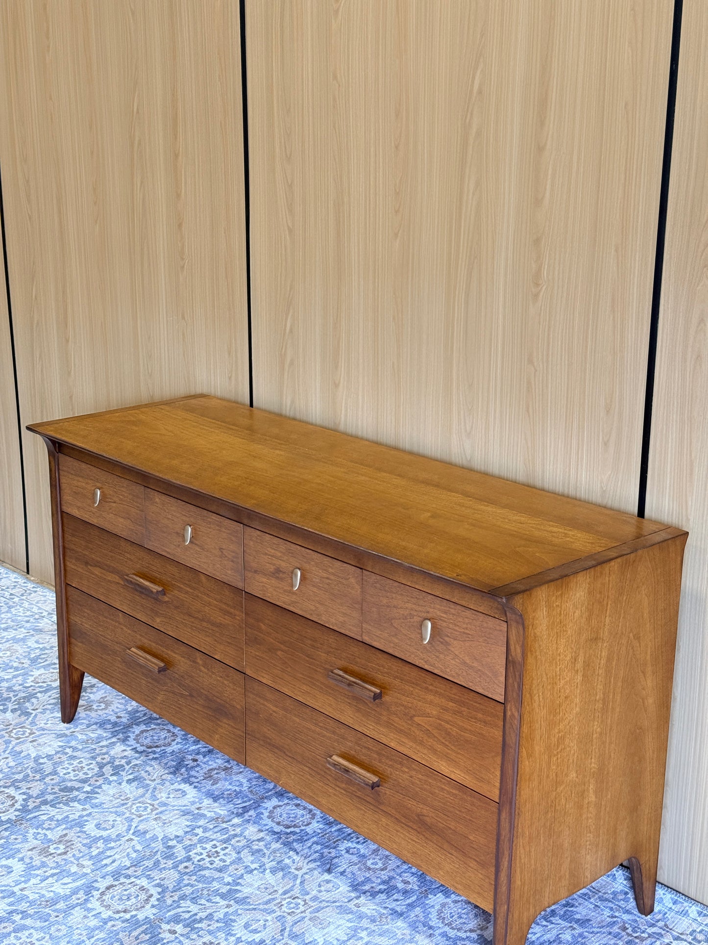 Vintage Drexel 8 Drawer Walnut Dresser