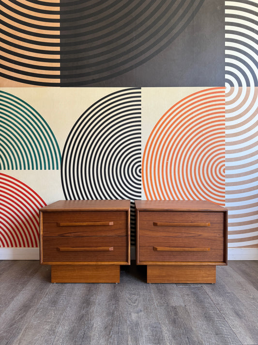 Pair of Teak Nightstand Tables