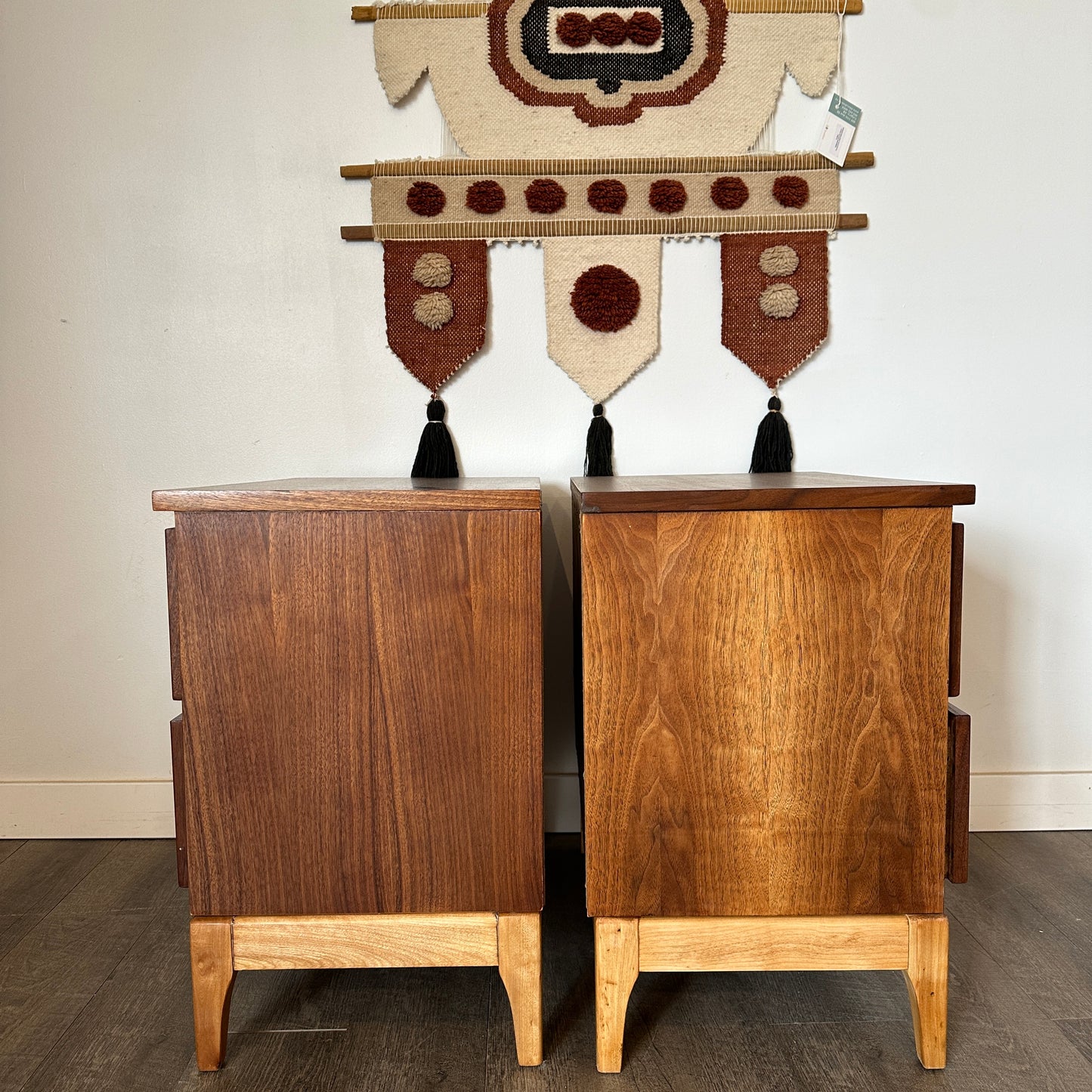 Pair of Vintage Walnut Nightstand Tables